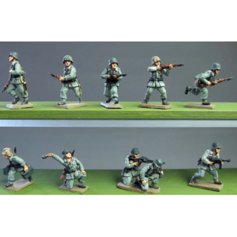 1/72 WWII German Infantry Squad, 10 Figures, Resin Model Figure Kit, Unassembled and Unpainted