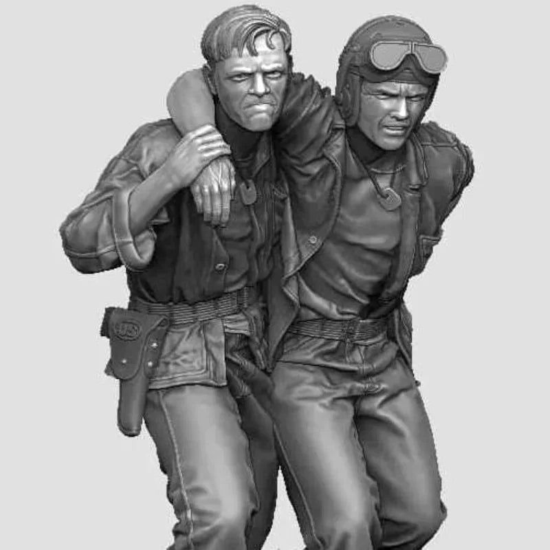1/35 WWII USMC Marines Carrying Wounded Comrade, 2 Figures, Resin Model Figure Kit, Unassembled and Unpainted