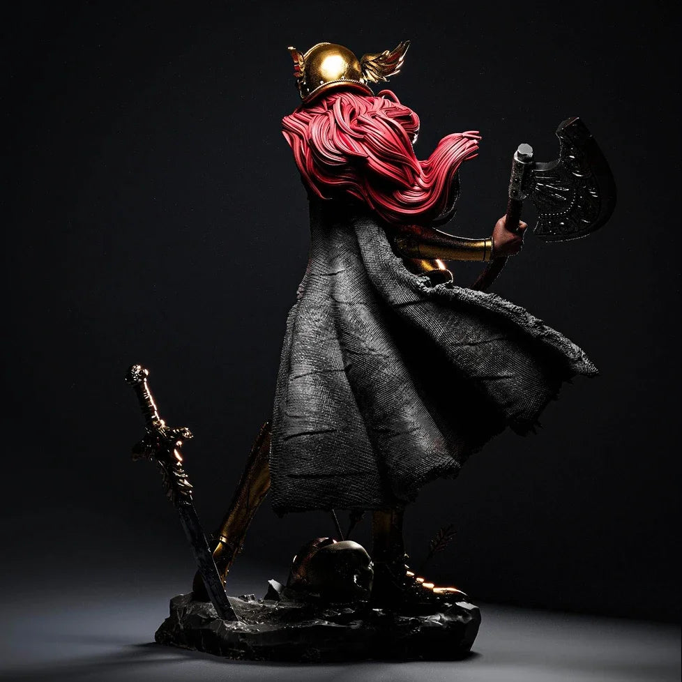 75mm Warrior Red Hair Brass Armor, Resin Model Figure Kit, Fantasy Theme, Unassembled and Unpainted