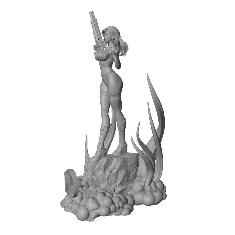 1/24 Dual-Sword Warrior on Tentacle Base, Resin Model Figure Kit, Fantasy Theme, Unassembled and Unpainted