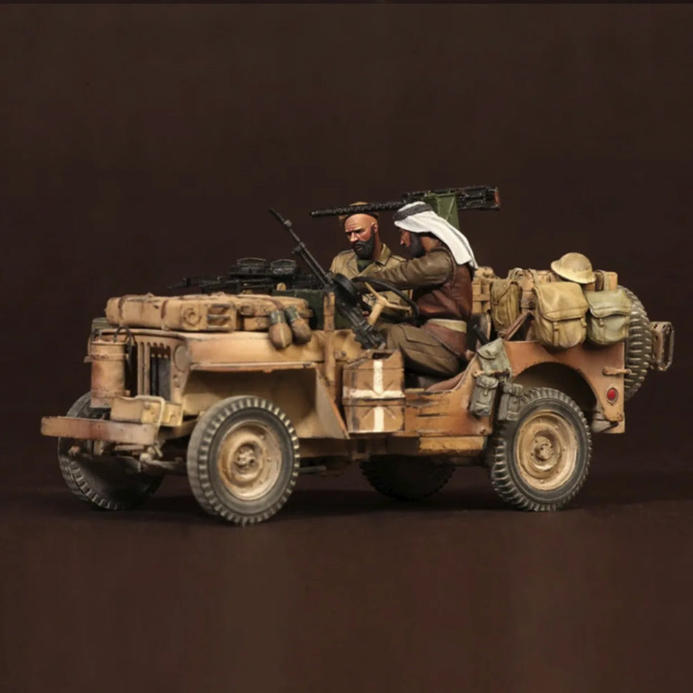 1/35 WWII SAS Jeep, 3 Figures, Resin Model Vehicle Kit, Unassembled and Unpainted