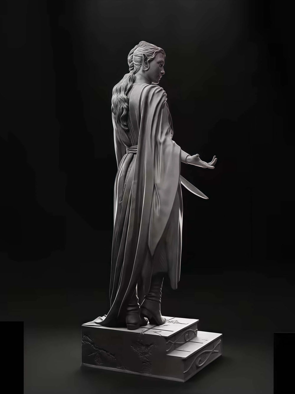 1/24 Elven Warrior with Sword and Flowing Robes, Resin Model Figure Kit, Fantasy Theme, Unassembled and Unpainted