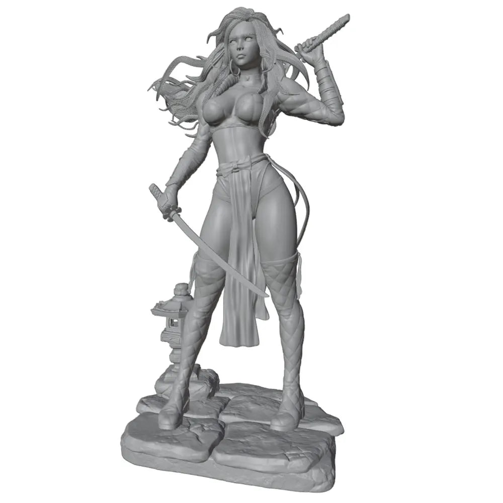 100mm Oriental Fantasy Warrior, Resin Model Figure Kit, Fantasy Theme, Unassembled and Unpainted