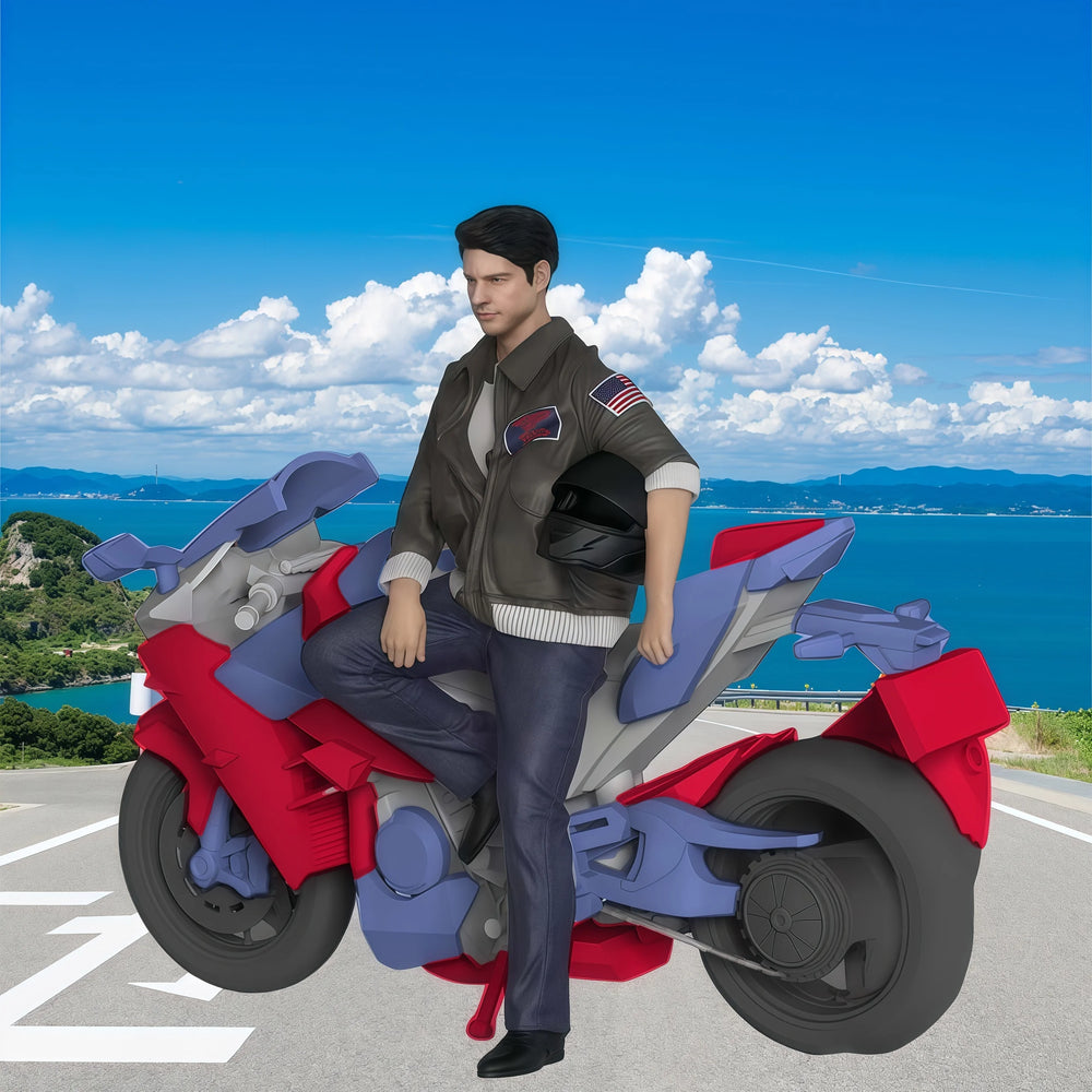 1/12 Motorcycle Rider, Resin Model Figure Kit, Historical Theme, Unassembled and Unpainted
