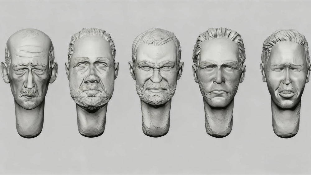 1/35 Military Officer Heads, 5 Figures, Resin Model Bust Kit, Military Theme, Unassembled and Unpainted