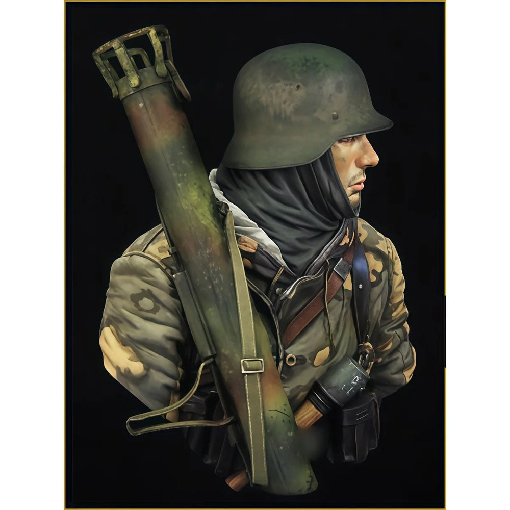 1/10 WWII German Panzerfaust Soldier, Resin Model Bust Kit, Unassembled and Unpainted