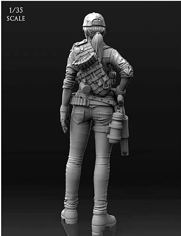 1/35 Modern Female Tactical Operator with Combat Body Armor, Resin Model Figure Kit, Unassembled and Unpainted