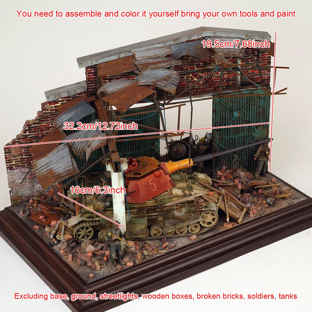 1/35 WWII Destroyed Factory Ruins, Resin Model Diorama Kit, Unassembled and Unpainted