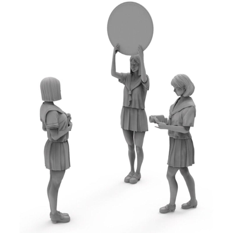 1/24 Modern School Uniform Photography Scene, 4 Figures, Resin Model Figure Kit, Unassembled and Unpainted