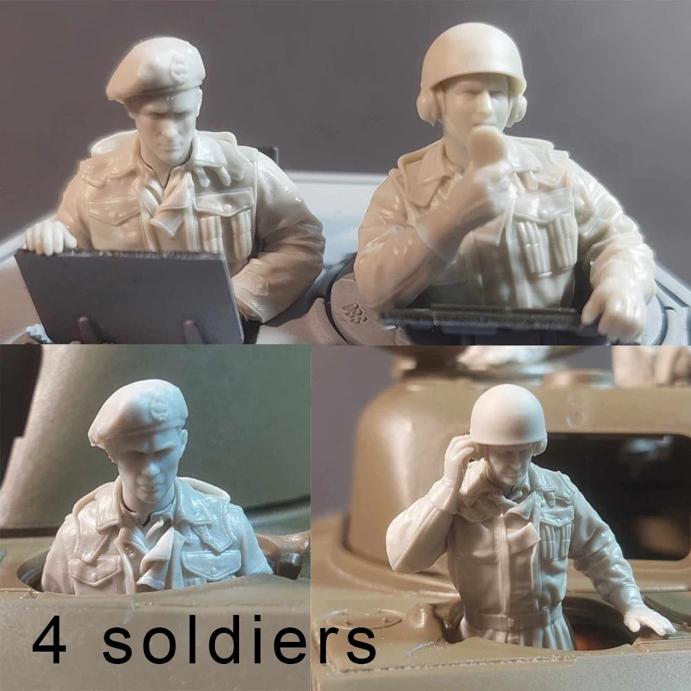 1/35 WWII British Radio Operators with Officer, 4 Figures, Resin Model Figure Kit, Unassembled and Unpainted