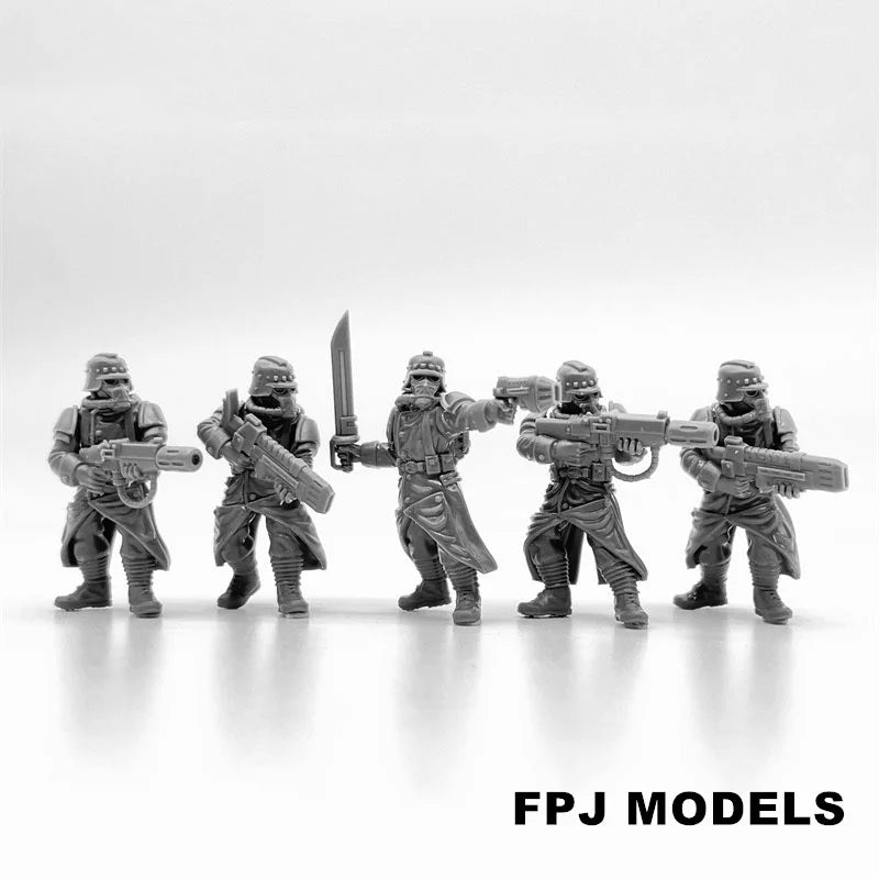 28mm Grim Guard Evaporators, 5 Figures, Resin Model Figure Kit, Fantasy Theme, Unassembled and Unpainted