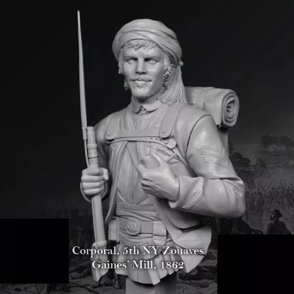 1/12 American Civil War Civil War Union Zouave, Resin Model Bust Kit, Unassembled and Unpainted