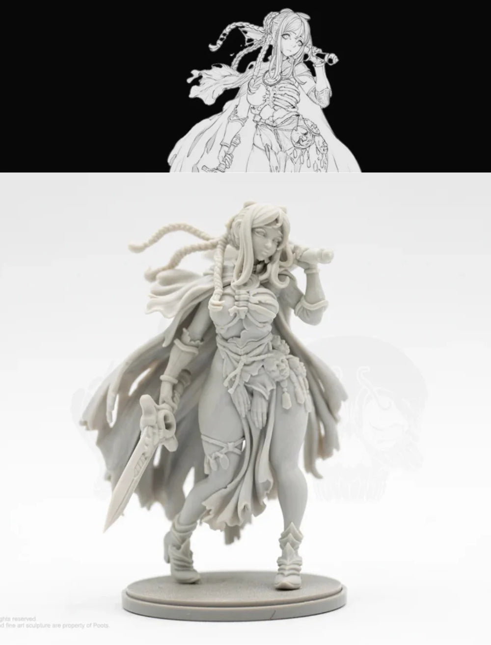 28mm Gothic Female Warrior, Resin Model Figure Kit, Fantasy Theme, Unassembled and Unpainted