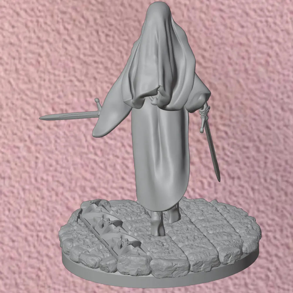75mm Medieval Sword-Wielding Nun Warrior, Resin Model Figure Kit, Unassembled and Unpainted