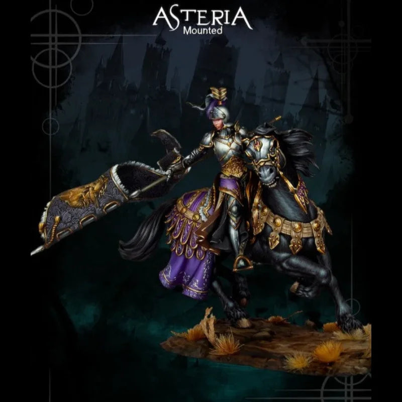 1/24 Female Knight Mounted, Resin Model Figure Kit, Fantasy Theme, Unassembled and Unpainted