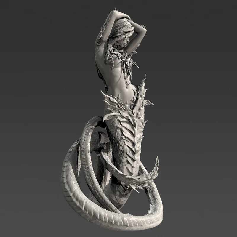 100mm Flood Dragon Girl, Resin Model Figure Kit, Fantasy Theme, Unassembled and Unpainted