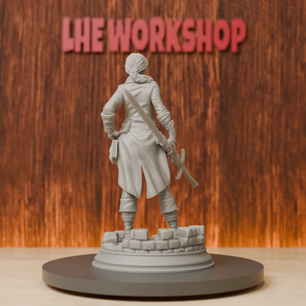 75mm Female Adventurer with Dual Blades, Resin Model Figure Kit, Fantasy Theme, Unassembled and Unpainted