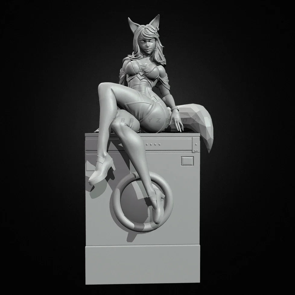 75mm Female Fox-Eared Humanoid, Resin Model Figure Kit, Anime Theme, Unassembled and Unpainted