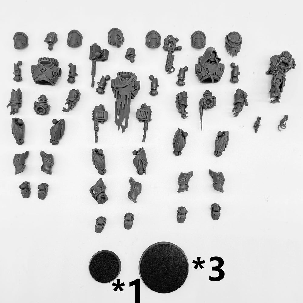 28mm Exoskeleton Soldiers, 4 Figures, Resin Model Figure Kit, Sci-Fi Theme, Unassembled and Unpainted