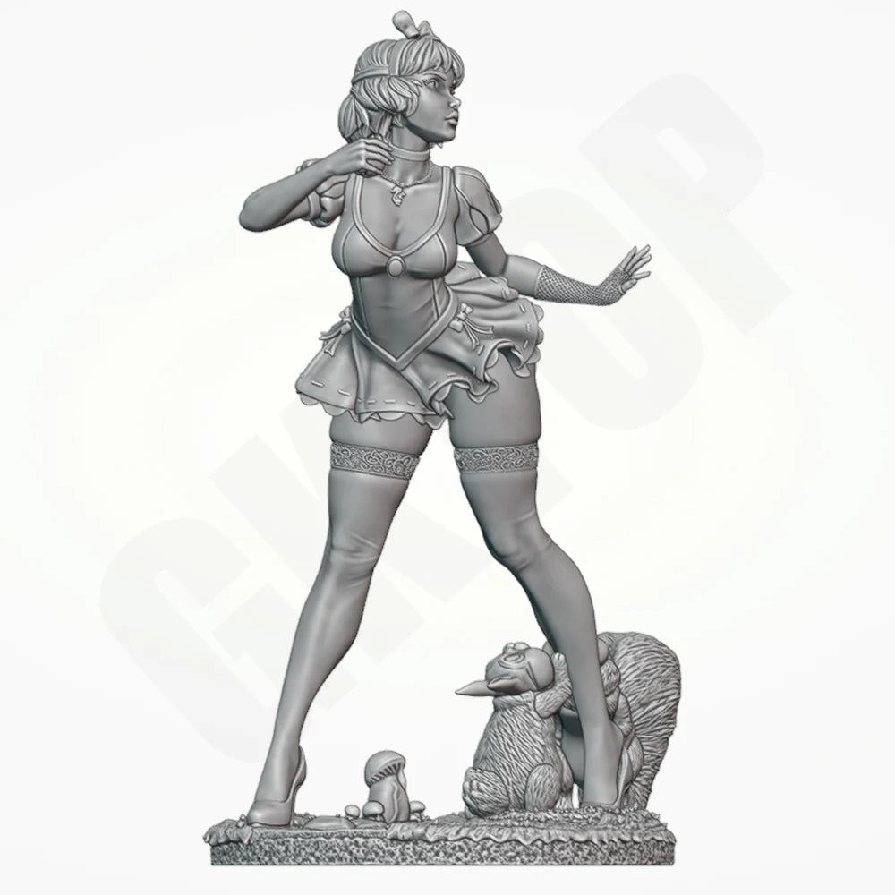 1/24 Enchantress with Squirrel Familiars, Resin Model Figure Kit, Fantasy Theme, Unassembled and Unpainted
