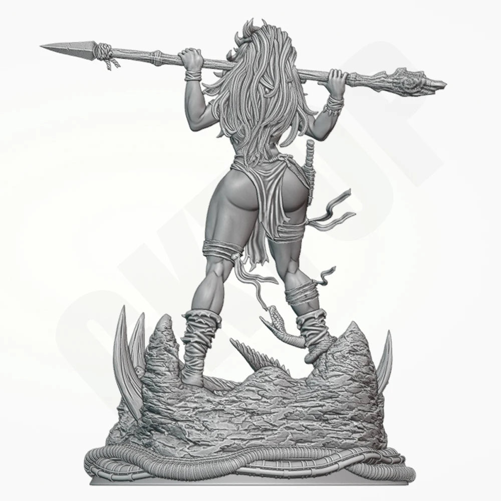 1/24 Savage Lands Warrior, Resin Model Figure Kit, Fantasy Theme, Unassembled and Unpainted
