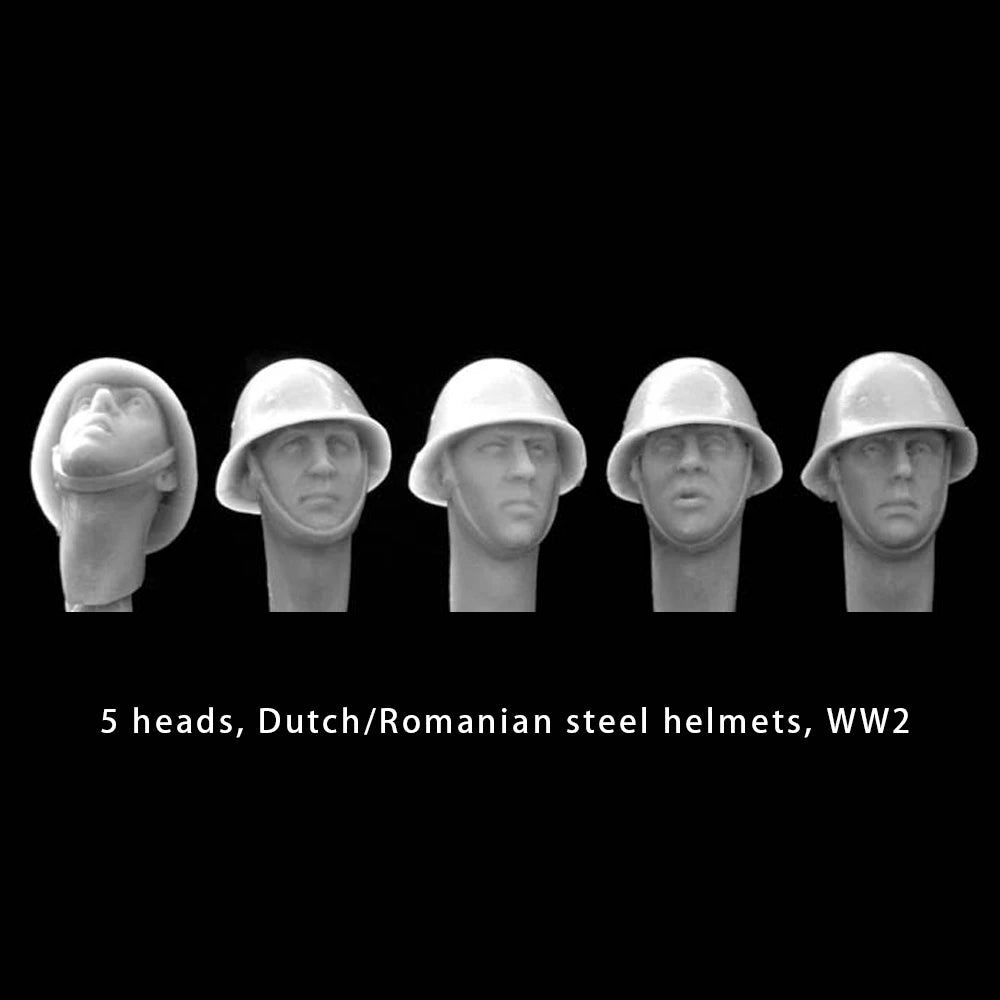 1/35 WWII Dutch & Romanian Heads, 5 Figures, Resin Model Figure Kit, Unassembled and Unpainted