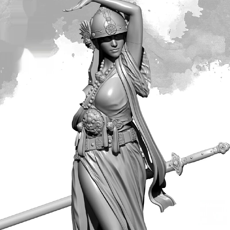 1/24 Female Warrior Sword Dance, Resin Model Figure Kit, Fantasy Theme, Unassembled and Unpainted