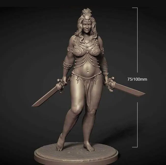 75mm Female Swordswoman, Resin Model Figure Kit, Fantasy Theme, Unassembled and Unpainted