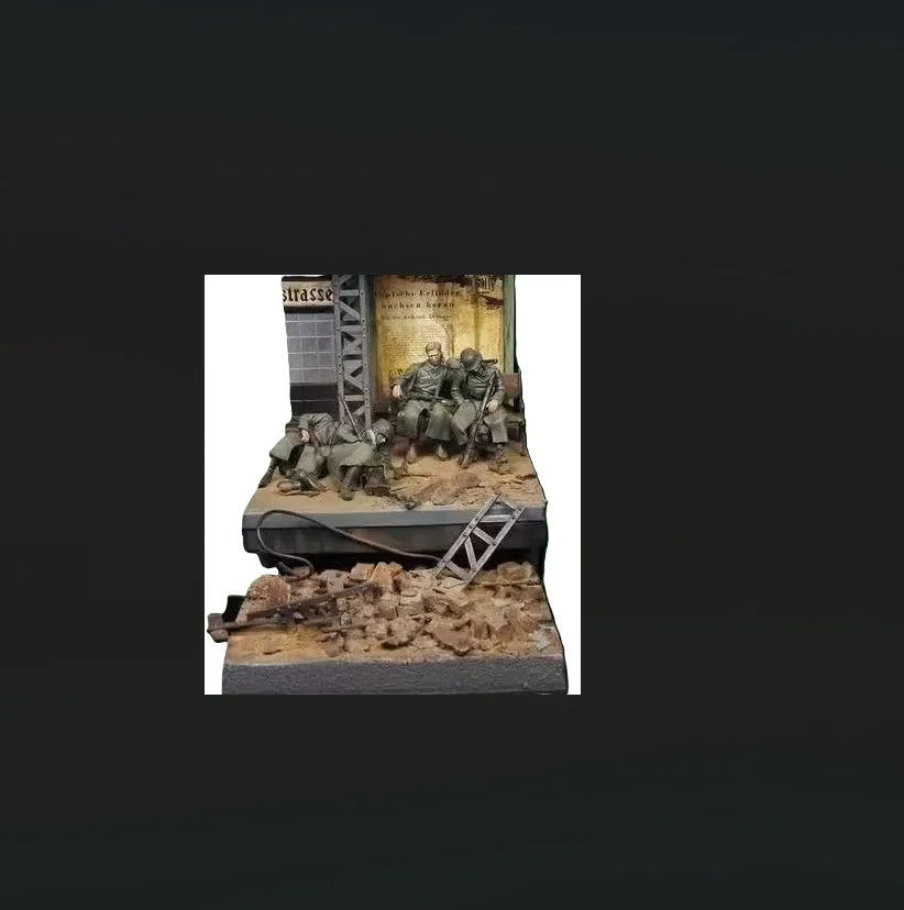 1/35 WWII Infantry Squad Street Fighting, 4 Figures, Resin Model Figure Kit, Unassembled and Unpainted
