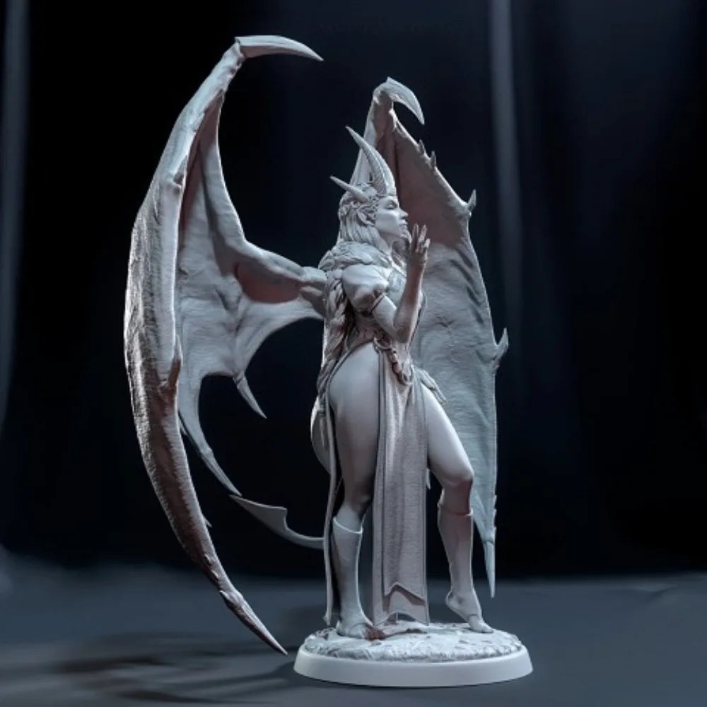 120mm Demon Female, Resin Model Figure Kit, Fantasy Theme, Unassembled and Unpainted