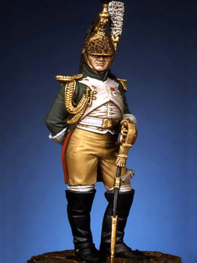 1/32 Napoleonic Officer with Tall Plumed Hat, Resin Model Figure Kit, Unassembled and Unpainted