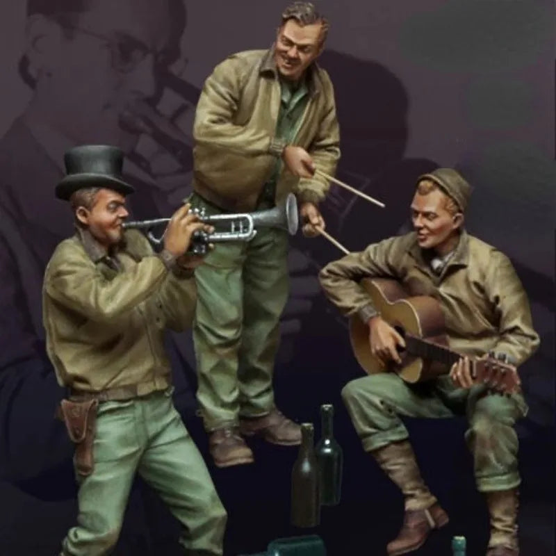 1/35 WWII American Tank Musicians, 3 Figures, Resin Model Figure Kit, Unassembled and Unpainted