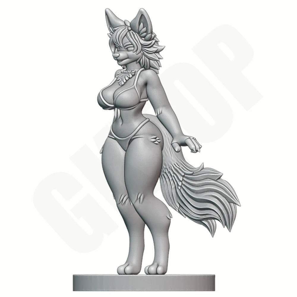 1/24 Anthropomorphic Fox, Resin Model Figure Kit, Fantasy Theme, Unassembled and Unpainted