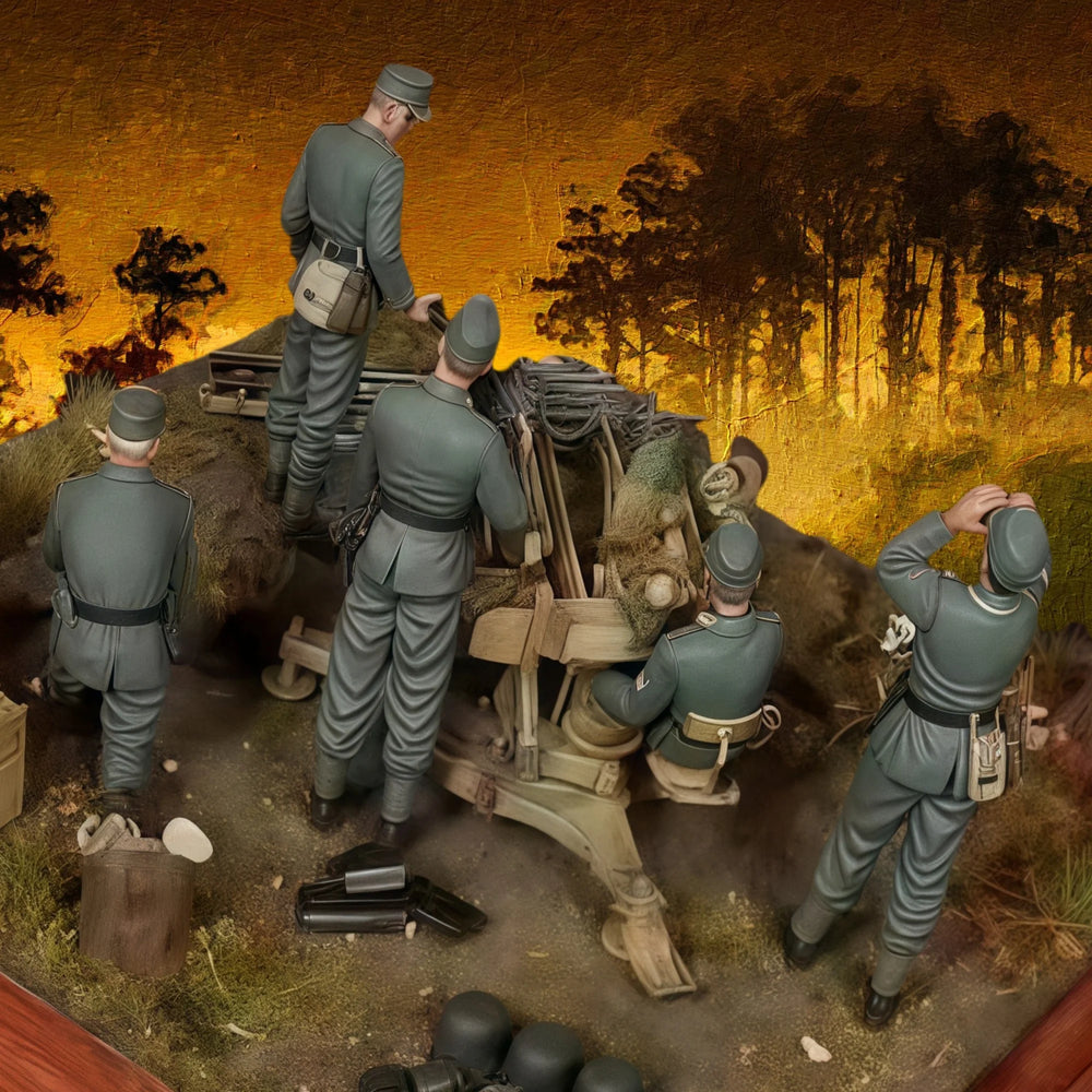 1/35 WWII German Wehrmacht Combat Team, 7 Figures, Resin Model Figure Kit, Unassembled and Unpainted