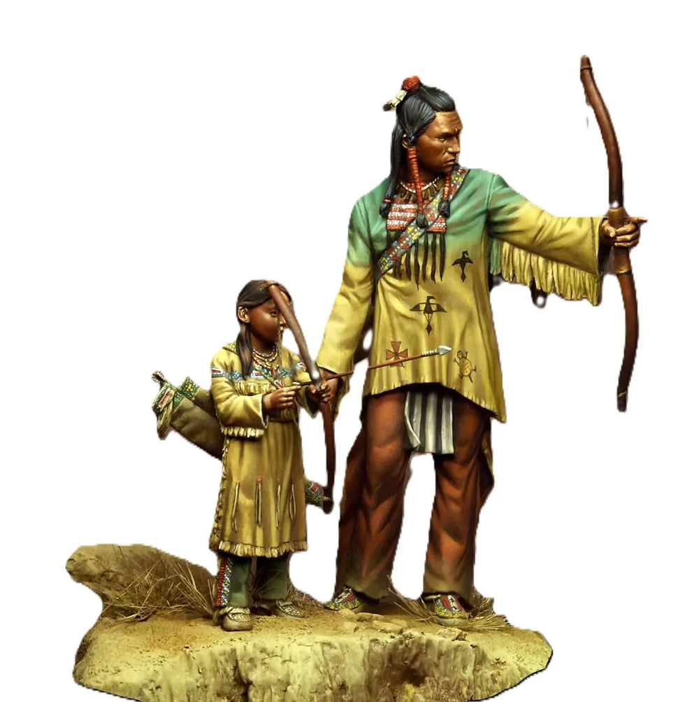 1/24 Indigenous Hunters & Frontier, 8 Figures, Resin Model Figure Kit, Historical Theme, Unassembled and Unpainted