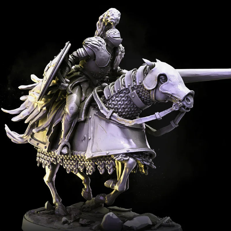 50mm Medieval Knight Cavalry Team, 5 Figures, Resin Model Figure Kit, Unassembled and Unpainted