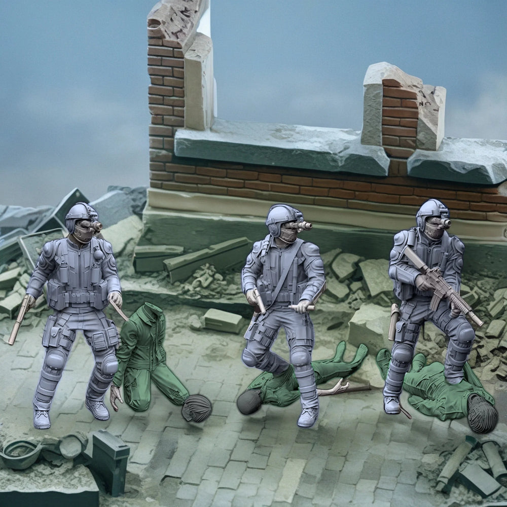 1/35 Modern Biochemical Warriors, 3 Figures, Resin Model Figure Kit, Unassembled and Unpainted