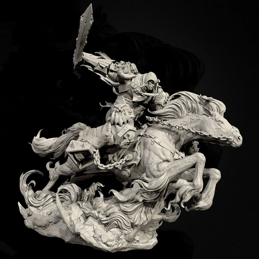 50mm Demonic Cavalry with Curved Horns and Varied Weapons, 3 Figures, Resin Model Figure Kit, Fantasy Theme, Unassembled and Unpainted