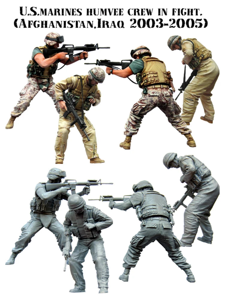 1/35 Modern US Marines HUMVEE Crew in Combat, 5 Figures, Resin Model Figure Kit, Unassembled and Unpainted