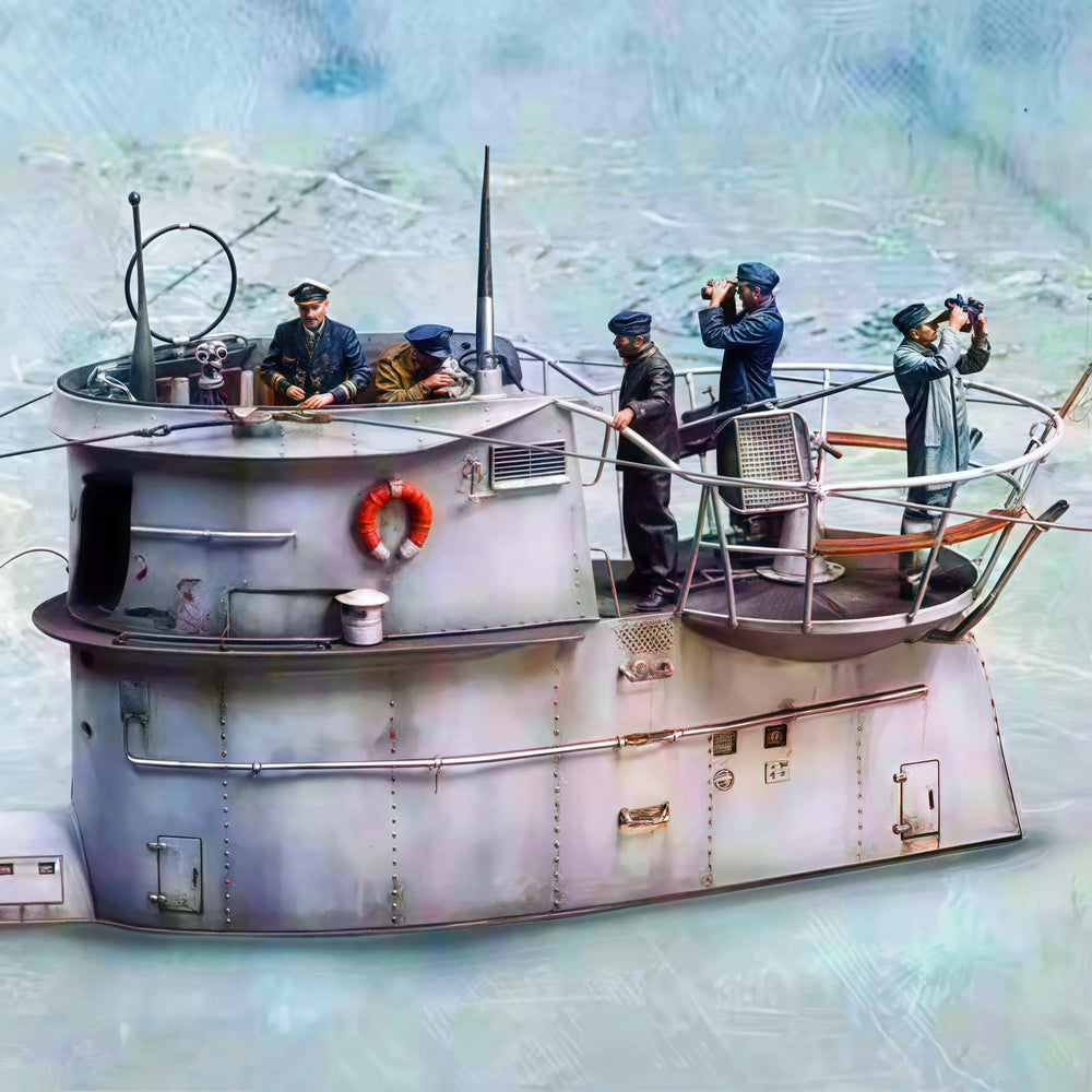 1/35 WWII German Naval Patrol Vessel, 8 Figures, Resin Model Ship Kit, Unassembled and Unpainted