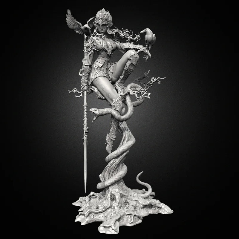 90mm Dark Fantasy Queen, Resin Model Figure Kit, Fantasy Theme, Unassembled and Unpainted