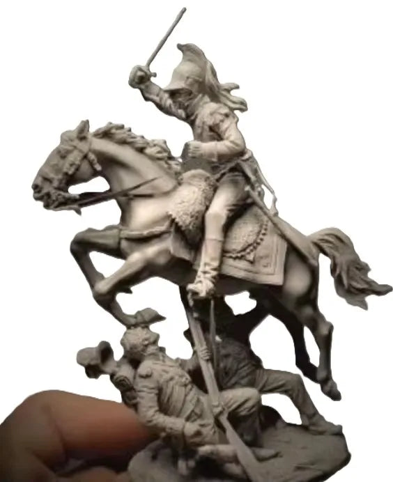 54mm Mounted Warrior, Resin Model Figure Kit, Fantasy Theme, Unassembled and Unpainted