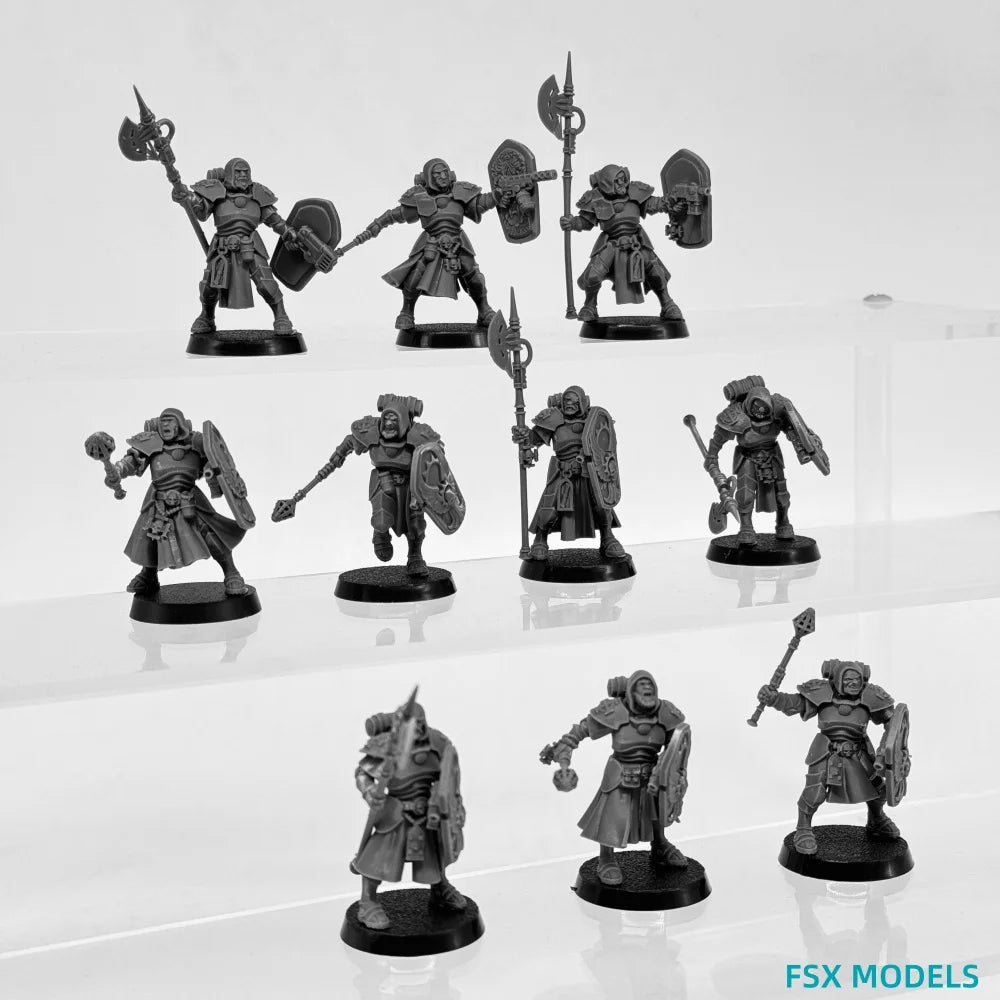 Vodalites Purifiers Warriors, 10 Figures, Resin Model Figure Kit, Fantasy Theme, Unassembled and Unpainted