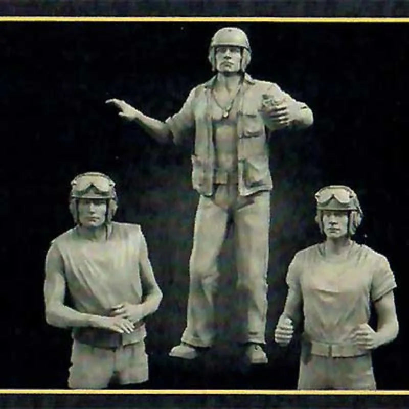 1/35 WWII US Sherman Tank Crew, 3 Figures, Resin Model Figure Kit, Unassembled and Unpainted