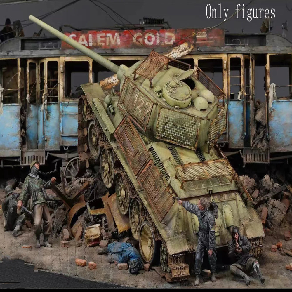 1/35 WWII German Soldiers & Vehicles, 12 Figures, Resin Model Figure Kit, Unassembled and Unpainted