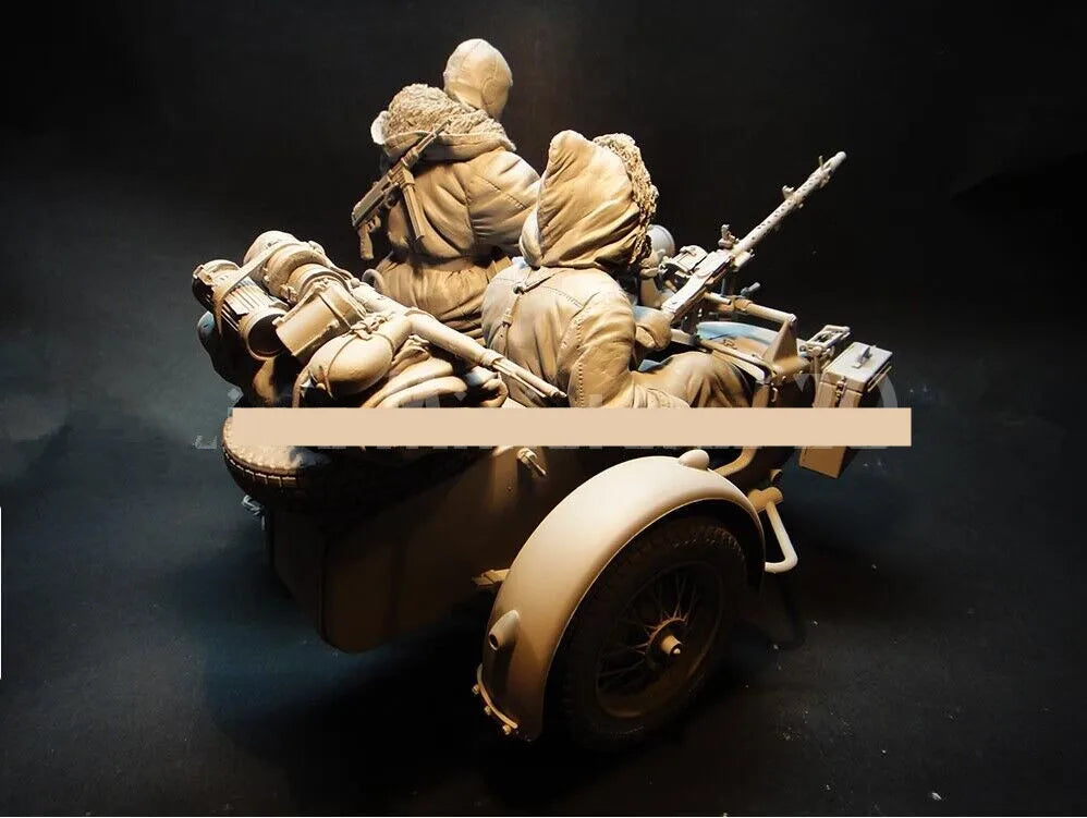 WWII German Motorcycle Dispatch Unit, 2 Figures, Resin Model Figure Kit, Unassembled and Unpainted