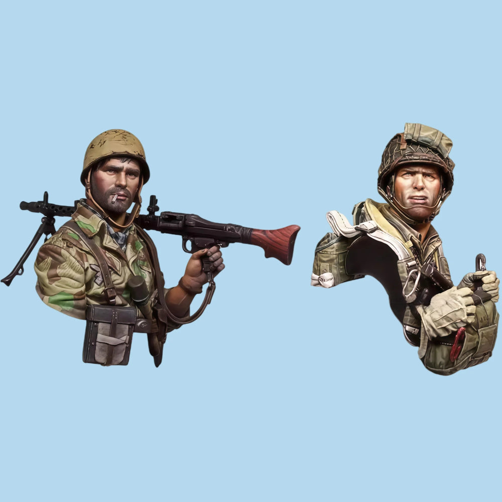 1/10 Modern Military Soldiers with Rifles, 2 Figures, Resin Model Bust Kit, Unassembled and Unpainted