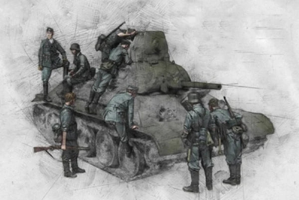 1/35 Modern German Infantry Gun Emplacement Crew, 8 Figures, Resin Model Figure Kit, Unassembled and Unpainted
