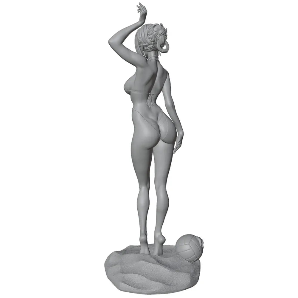75mm Beach Girl with Volleyball, Resin Model Figure Kit, Unassembled and Unpainted