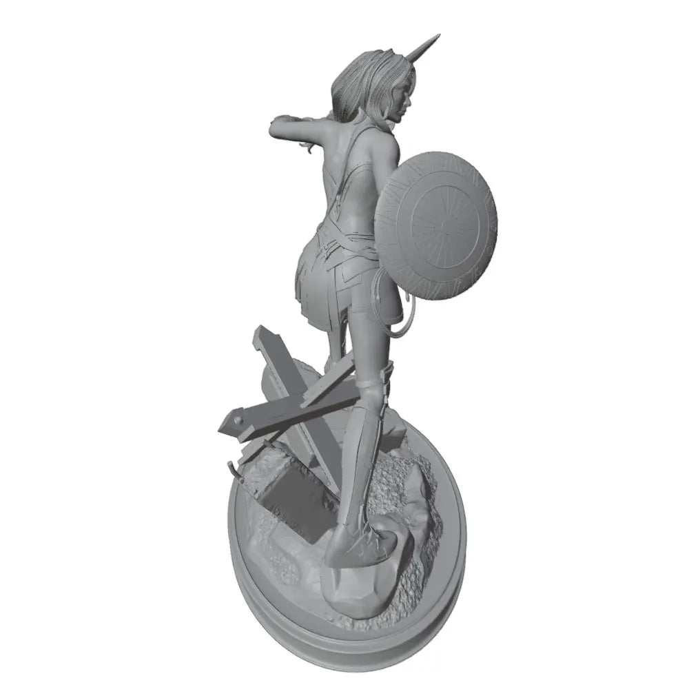 1/24 Warrior Woman Striking with Sword and Shield, Resin Model Figure Kit, Fantasy Theme, Unassembled and Unpainted